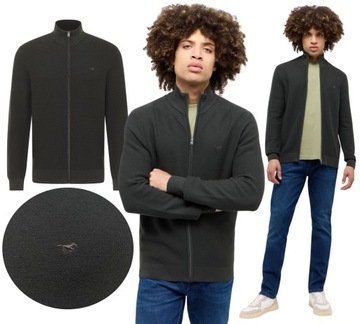 Sweter Męski Mustang Bawełniany Rozpinany na Stójce Grafitowy Regular r XXL