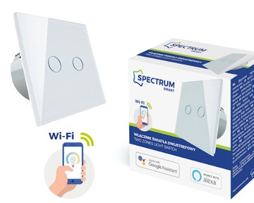 Włącznik szklany dotykowy Podwójny SMART WIFI TUYA