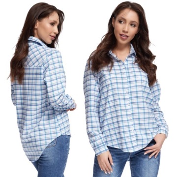 Elegancka CASUALOWA Koszula Damska w Kratę R - 48
