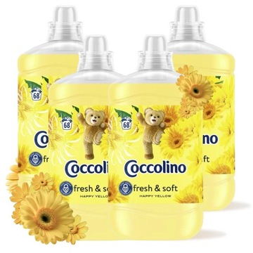 COCCOLINO FRESH&SOFT PŁYN DO PŁUKANIA TKANIN HAPPY YELLOW 4 x 1,7L=272 PRAŃ