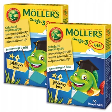 Moller's Omega-3 Żelki Rybki Dla Dzieci Jabłkb