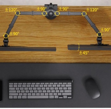 НАДЕЖНЫЙ ДЕРЖАТЕЛЬ ДЛЯ ДВУХ МОНИТОРОВ, РЕГУЛИРУЕМЫЙ НАСТОЛЬНЫЙ УНИВЕРСАЛЬНЫЙ VESA 10-32