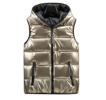 BEZRĘKAWNIK BŁYSZCZĄCY PIKOWANY KAMIZELKA KAPTUREM