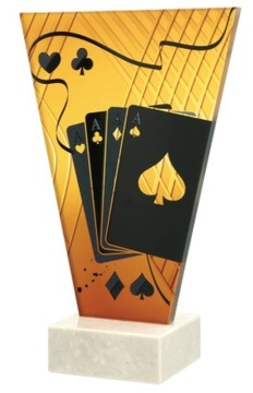 STATUETKA SZKLANA SZKŁO KARTY 17,5cm GRAWER