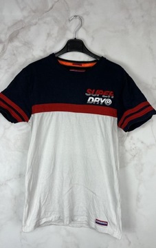 Superdry Biały Niebieski T-Shirt Męski L 40