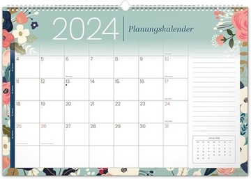 Kalendarz ścienny na rok 2024, planer miesięczny, kalendarz miesięczny DE
