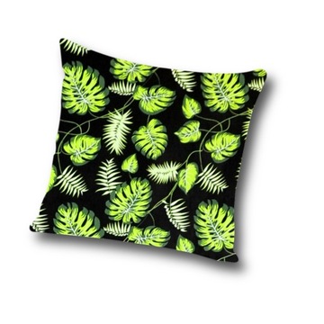 Poszewka 40x40 Bawełniana Liście Monstera Czarna