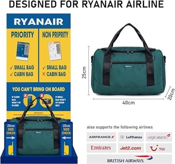 TORBA NA RAMIĘ KABINOWA Ryanair WIZZ PODRĘCZNA PODRÓŻNA Ecohub 40x20x25 20L