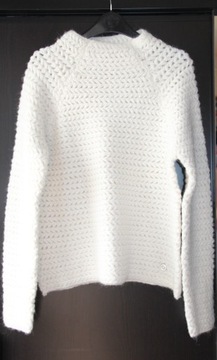 reserved sweter biały beżowy na drutach m 38 s 36