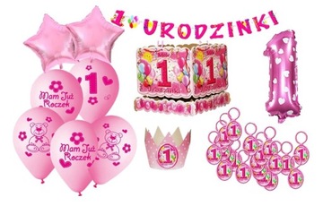 Balony w ZESTAW komplet na ROCZEK pierwsze urodziny urodzinki 1 dekoracja