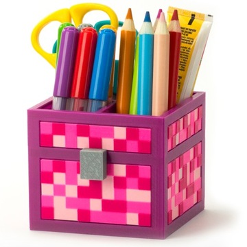 Organizer na kredki w stylu MINECRAFT Przybornik na biurko dla dzieci 3D