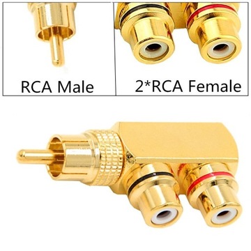 Переходник-сплиттер RCA с жестким креплением, позолоченный