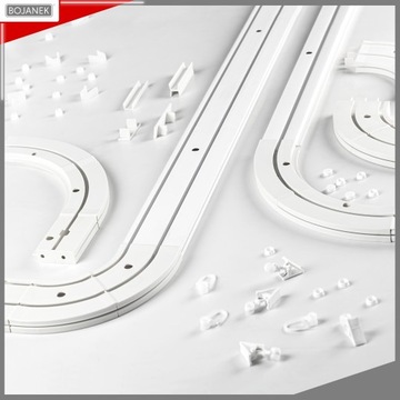 KARNISZ SUFITOWY Podwójny Szyna PCV Biała 110cm Komplet Bojanek