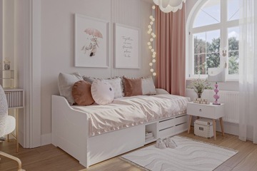 Кровать односпальная молодежная 200х90 ELIOT белая с ящиками