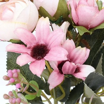 БУКЕТ ГОТОВЫЙ БУКЕТ ИСКУССТВЕННЫЕ ДЕКОРАТИВНЫЕ ЦВЕТЫ КАК ЖИВАЯ ВЕТКА КРЕМ 30СМ