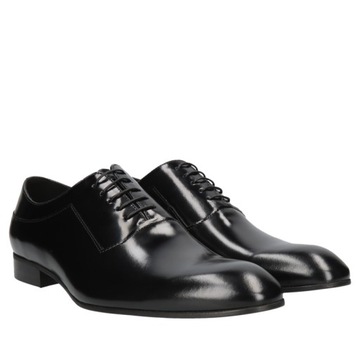 Buty męskie do garnituru skórzane półbuty czarne eleganckie, oxford 47