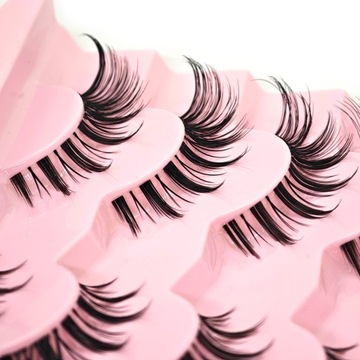 7 накладных ресниц на полоске «КОШАЧИЙ ГЛАЗ», шелк, толстые, длинные, мягкие, 7 пар