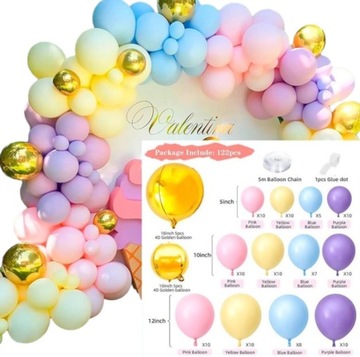 BALONY GIRLANDA DEKORACJA PASTELOWA ZESTAW NA URODZINY