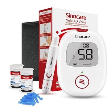 GLUKOMETR ZESTAW DO POMIARU CUKRU WE KRWI SINOCARE 25 PASKÓW