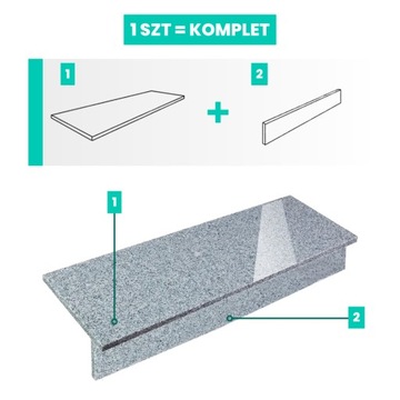 Гранитная ступень + набор подступенков Bullnose G603 135x35x2 / 135x15x2