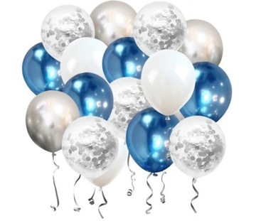 Zestaw Balonów, niebieskie glossy shiny, balony urodzinowe lateksowe mix