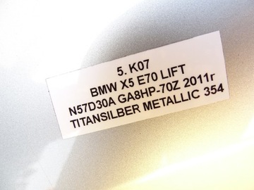 BLATNÍK KOMPLETNÍ OSTŘIK LEVÝ PŘEDNÍ BMW E70 X5 FACELIFT LCI TITANSILBER 354