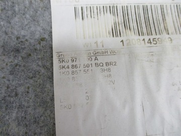 ОТДЕЛКА ПОТОЛКА ЧЕРНАЯ VW GOLF VI R-LINE GTI 5K4867501BQ