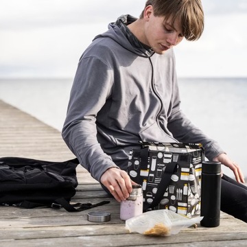 ИКЕА ФЛАДРИГ Сумка для обеда, серый узор, 25х16х27