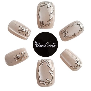 Paznokcie Sztuczne Tipsy Pink Nude Mettalic Star Róż Cat Eye Cieliste 5D