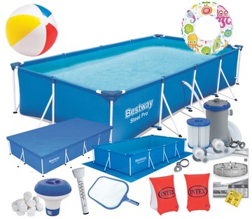 DUŻY BASEN OGRODOWY STELAŻOWY BESTWAY 400x211x81cm MEGA ZESTAW + GRATIS