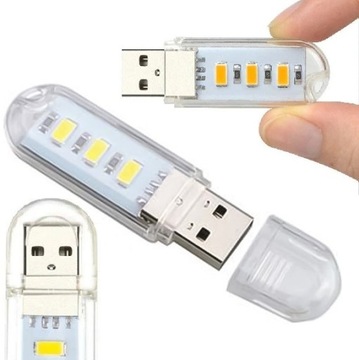 MINI LAMPKA USB 5V 3 x Dioda LED SMD USB PowerBank