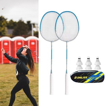 Набор ракеток для бадминтона из 2 предметов для бадминтона с сумкой для переноски, синий