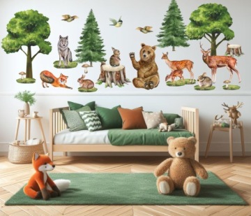 НАКЛЕЙКИ НА НАСТЕНУ ЛЕСНЫЕ ЖИВОТНЫЕ 50х100см ЛЕС10