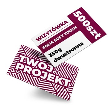 WIZYTÓWKI 500 sztuk dwustronne folia soft touch 350g