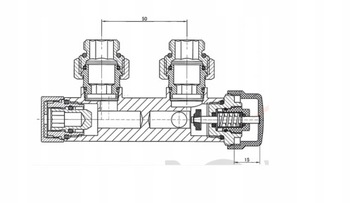 Zawór zespolony INVENA Z GŁOWICĄ DUOPLEX biały