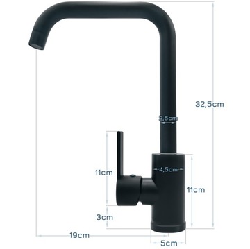 WYSOKA BATERIA UMYWALKOWA OBROTOWA WYLEWKA 360° KRAN DO UMYWALKI KWADRAT