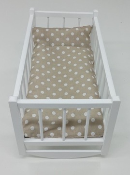 KOŁYSKA DREWNIANA dla lalek + POŚCIEL 3elementy