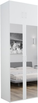 SZAFA 2 SYDNEY BIAŁA Z NADSTAWKĄ 2 LUSTRA 80X242