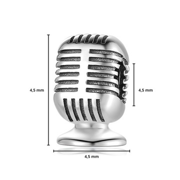 P066 Mikrofon charms beads srebro 925 koralik