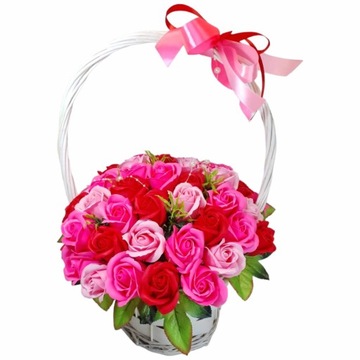 КРАСИВЫЙ большой букет-корзина мыльных роз 50 шт мыльные цветы в ПОДАРОК