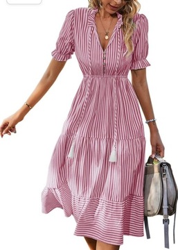 NK263 Sukienka Midi w paski SHEIN XL