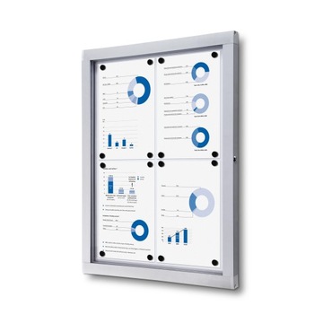 Zewnętrzna gablota ogłoszeniowa 4xA4 Tablica informacyjna 50x70 cm srebrna