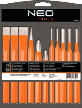 NEO TOOLS ZESTAW WYBIJAKÓW PRZECINAKÓW PUNKTAKÓW 12szt PUNKTAK CrV 33-062