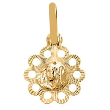 AŻUROWY DIAMENTOWANY MEDALIK MATKA BOSKA ZŁOTO 585