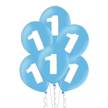 Balony niebieskie na 1 urodziny 6szt 12