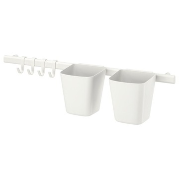 IKEA SUNNERSTA Drążek 4 haczyki/2 pojemniki, biały