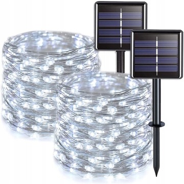 10m Girlandy Lampki Ogrodowe Solarne 100 LED 2 SZT