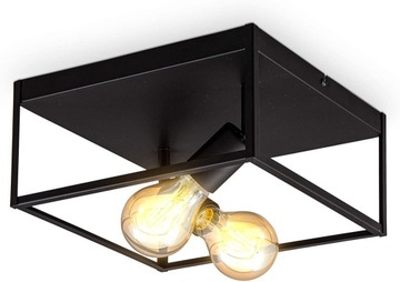 LAMPA SUFITOWA - KLATKA - RETRO - 2xE27 - CZARNA - SALON KUCHNIA KORYTARZ
