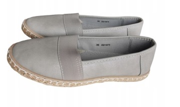 СЕРЫЕ БЛЕСТЯЩИЕ ЭСПАДРИЛИ -40- ГЛАДКИЕ ТЕННИСНЫЕ КРОССОВКИ