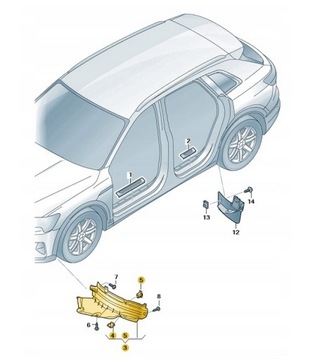 AUDI E-TRON 2019- SPOILER PODBĚHU LEVÝ PŘEDNÍ 4KE853887D ORIGINÁLNÍ